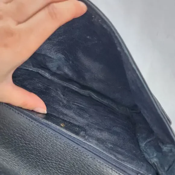 VINTAGE Gucci GG Web Coated Canvas Shoulder Bag Blue White Leather Trim Chain - Picture 12 of 14